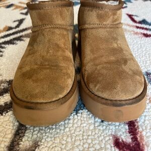 Tan Suede Ankle Boots Faux Fur